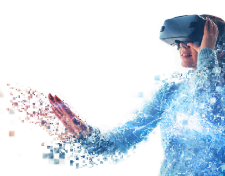 Femme portant des lunettes de réalité virtuelle